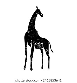 black hand drawn icon in grunge look giraffe