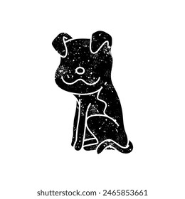 black hand drawn icon in grunge look dog icon
