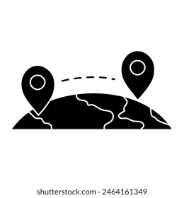 Schwarze Hand gezeichnete Icon Map Pin Route