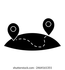 black hand drawn icon map pin route