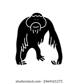 black hand drawn icon orangutan