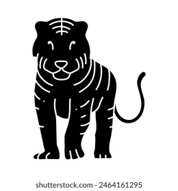 icono negro dibujado a mano tigre