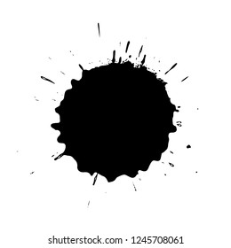 Black hand drawn ink blot. Vector Illustration.