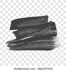 Black hand drawn ink stain. Ink spot isolated on transparent background. Vector illustration