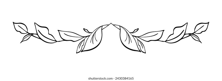 Certificado de divisor de laurel dibujado a mano negro. que representa un premio, logro, heráldica, logotipo. Ilustración de vector