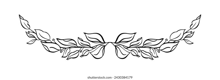 Black hand drawn laurel divider certificate. depicting an award, achievement, heraldry, logo. Vector illustration