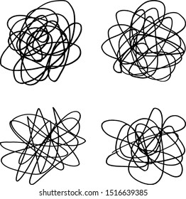 Black hand drawn line abstract scribble shape.
Vector doodle set ellipses, tangles, lines, circles.