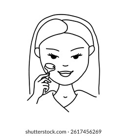 Black Hand Drawn Line Art Facial Massage