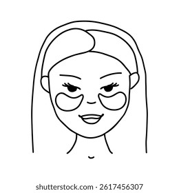 Black Hand Drawn Line Art Woman In Patches