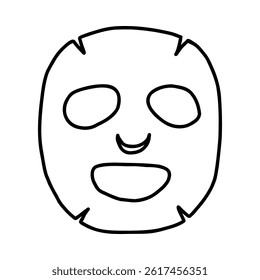Black Hand Drawn Line Art Face Mask