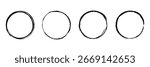 Black hand drawn marker circles round set. Doodle round shapes. Crayon circle highlight, freehand ovals doodle. Chalk pencil ellipse frames, round shapes in sketch style. isolated on white background
