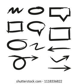 black hand drawn marker elements