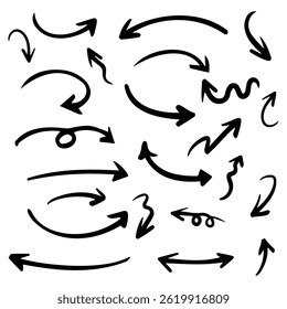 Black Hand Drawn Pen Style Arrow Vector Set
