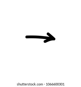 black hand drawn  right arrow cartoon icon. Isolated on white. Continue icon.  Next sign. East arrow.