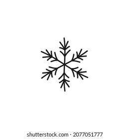 black hand drawn snowflake icon isolated on white. New Year pictogram. Vector illustration. Christmas clip art. Web button. Christmas label. winter sign. back and white