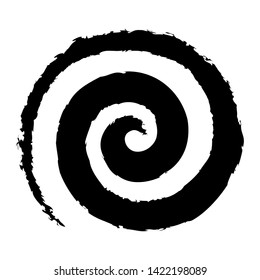 Black hand drawn spiral / vector, isolated