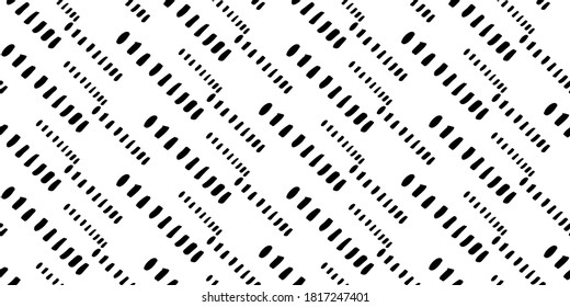 Schwarze, handgezeichnete Streifen nahtloses Monochrom-Muster. Verschiedene Elemente