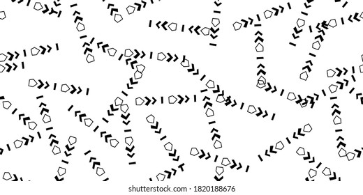 Black hand drawn stripes seamless monohrome pattern. Different elements