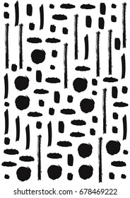 black hand drawn stroke on white background. Pattern an be used for textile, wallpaper, wrapping paper, web