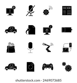 conjunto de iconos de tecnología dibujada a mano negra