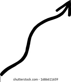 Black hand drawn vector arrow for showing an orientation, isolated on white.