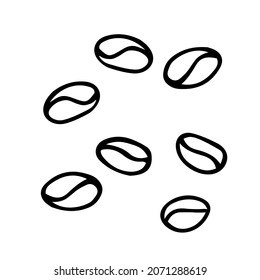 A Black hand drawn vector illustration of group of coffee beans isolated on a white background