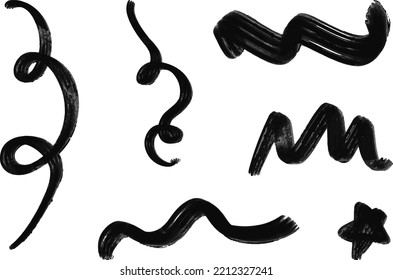 Black hand drawn wavy lines shapes