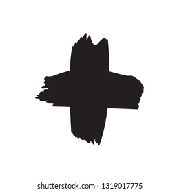 Black hand drawn x symbol on white background. 