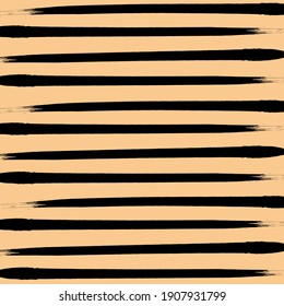 Black hand drown striped pattern. Vector illustration 