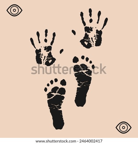 black hand and foot print vector