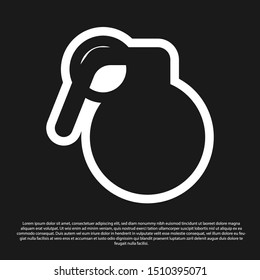 Black Hand grenade icon isolated on black background. Bomb explosion.  Vector Illustration