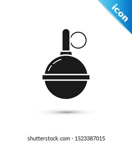 Black Hand grenade icon isolated on white background. Bomb explosion.  Vector Illustration