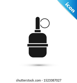 Black Hand grenade icon isolated on white background. Bomb explosion.  Vector Illustration