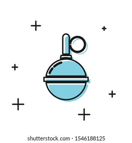 Black Hand grenade icon isolated on white background. Bomb explosion.  Vector Illustration