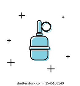 Black Hand grenade icon isolated on white background. Bomb explosion.  Vector Illustration