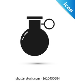 Black Hand grenade icon isolated on white background. Bomb explosion.  Vector Illustration