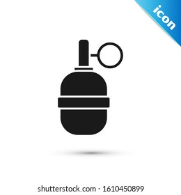 Black Hand grenade icon isolated on white background. Bomb explosion.  Vector Illustration