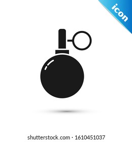 Black Hand grenade icon isolated on white background. Bomb explosion.  Vector Illustration