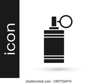 Icono de granada de mano negra aislado en fondo blanco. Explosión de bomba.  Vector