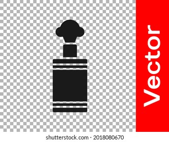Icono de granada de mano negra aislado en fondo transparente. Explosión de bomba.  Vector