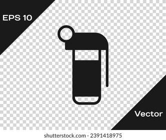 Schwarze Hand-Granate-Symbol einzeln auf transparentem Hintergrund. Bombenexplosion.  Vektorgrafik