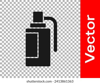 Black Hand grenade icon isolated on transparent background. Bomb explosion.  Vector