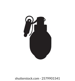 Black hand grenade  silhouette vector illustration on white background