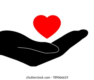 Black hand with heart design