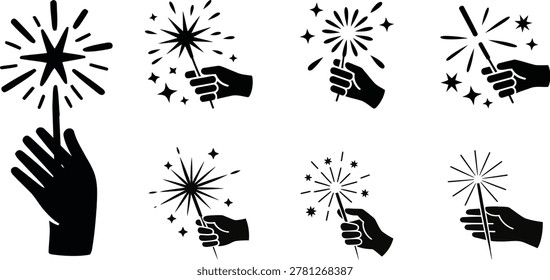 Black hand hold sparkler