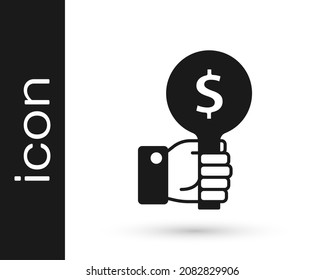 Black Hand holding auction paddle icon isolated on white background. Bidding concept. Auction competition. Hands rising signs with BID inscriptions.  Vector