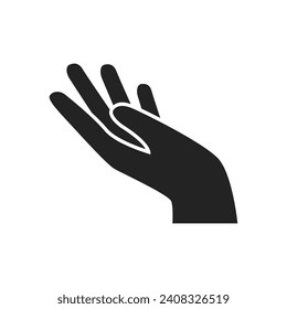 Black hand icon with palm up isolated on white background vector illustration