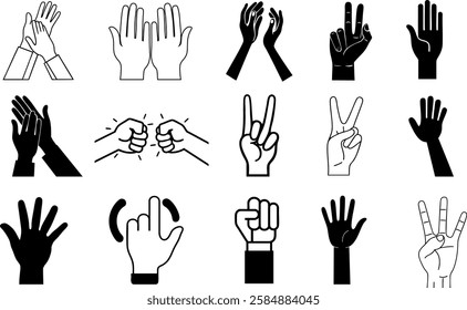 black hand icon set vector design 