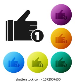 Black Hand like icon isolated on white background. Set icons colorful circle buttons. Vector Illustration