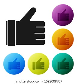Black Hand like icon isolated on white background. Set icons colorful circle buttons. Vector Illustration